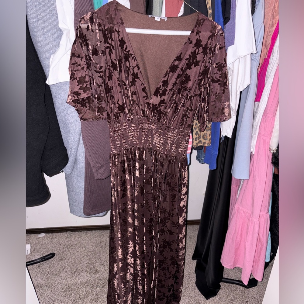 Baltic Born Veronica Velvet Maxi Dress in espresso - Picture 3 of 4